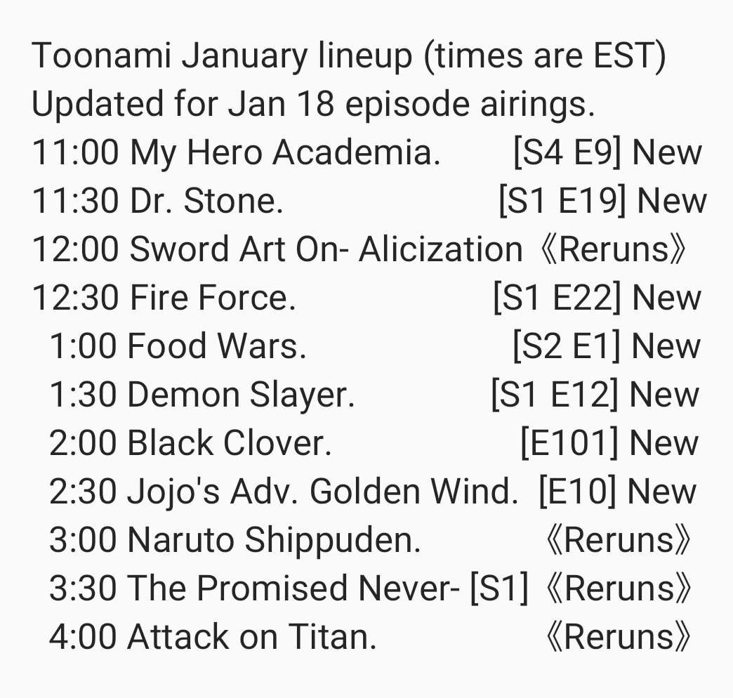 Current Toonami Schedule. Anime Amino
