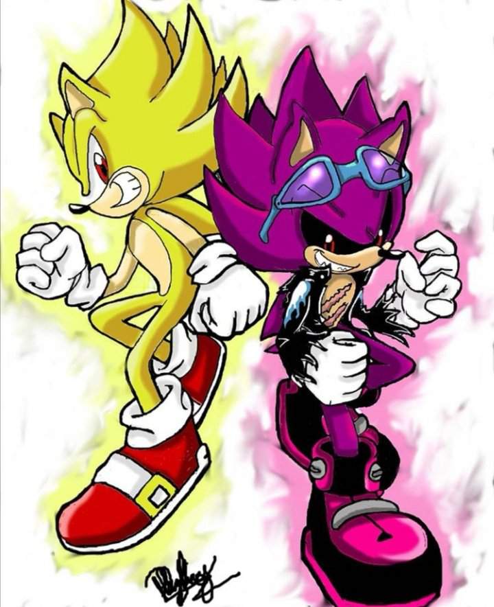 Super sonic and super scourge Sonic the Hedgehog! 