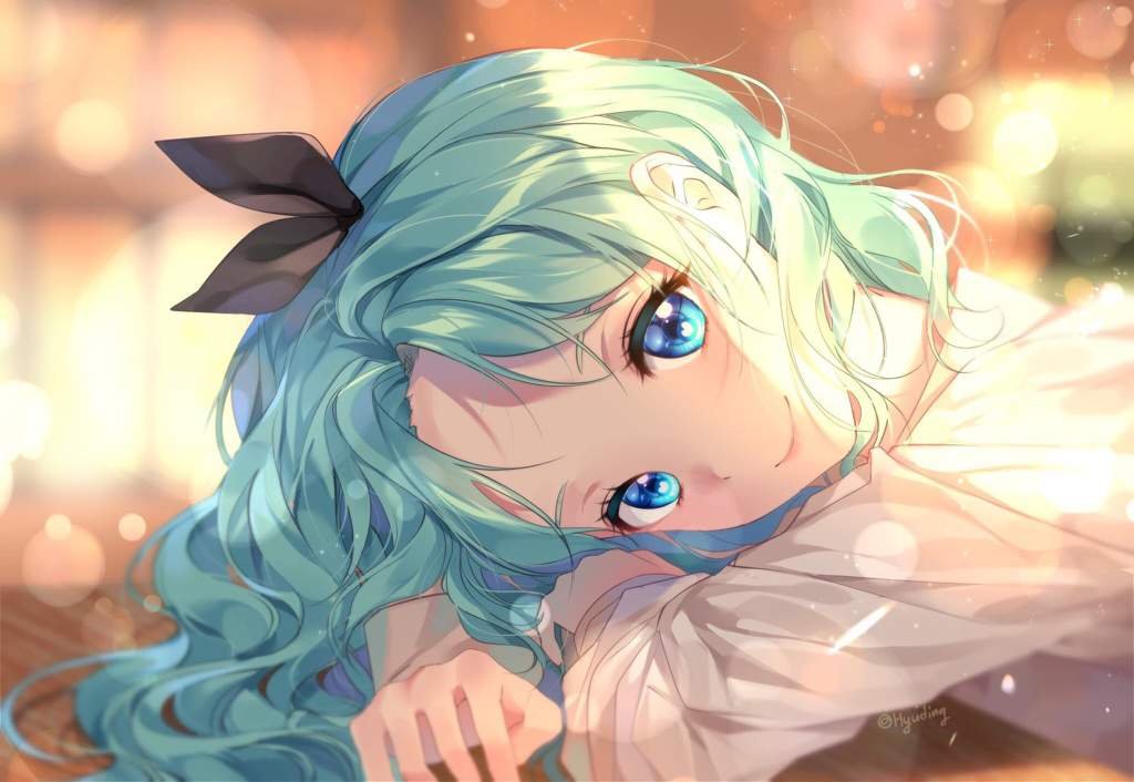 Anime blue haired girl