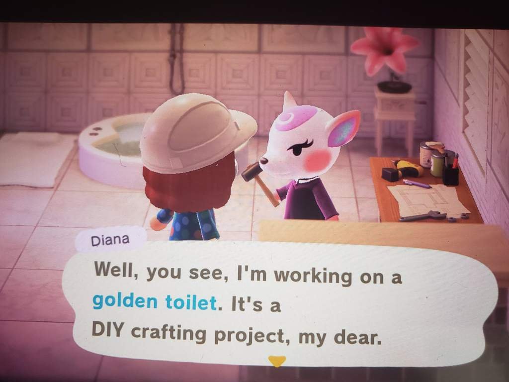 Diana making golden toilet Animal Crossing Amino