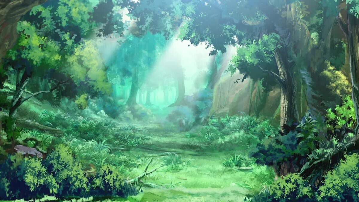 Поляна в лесу аниме