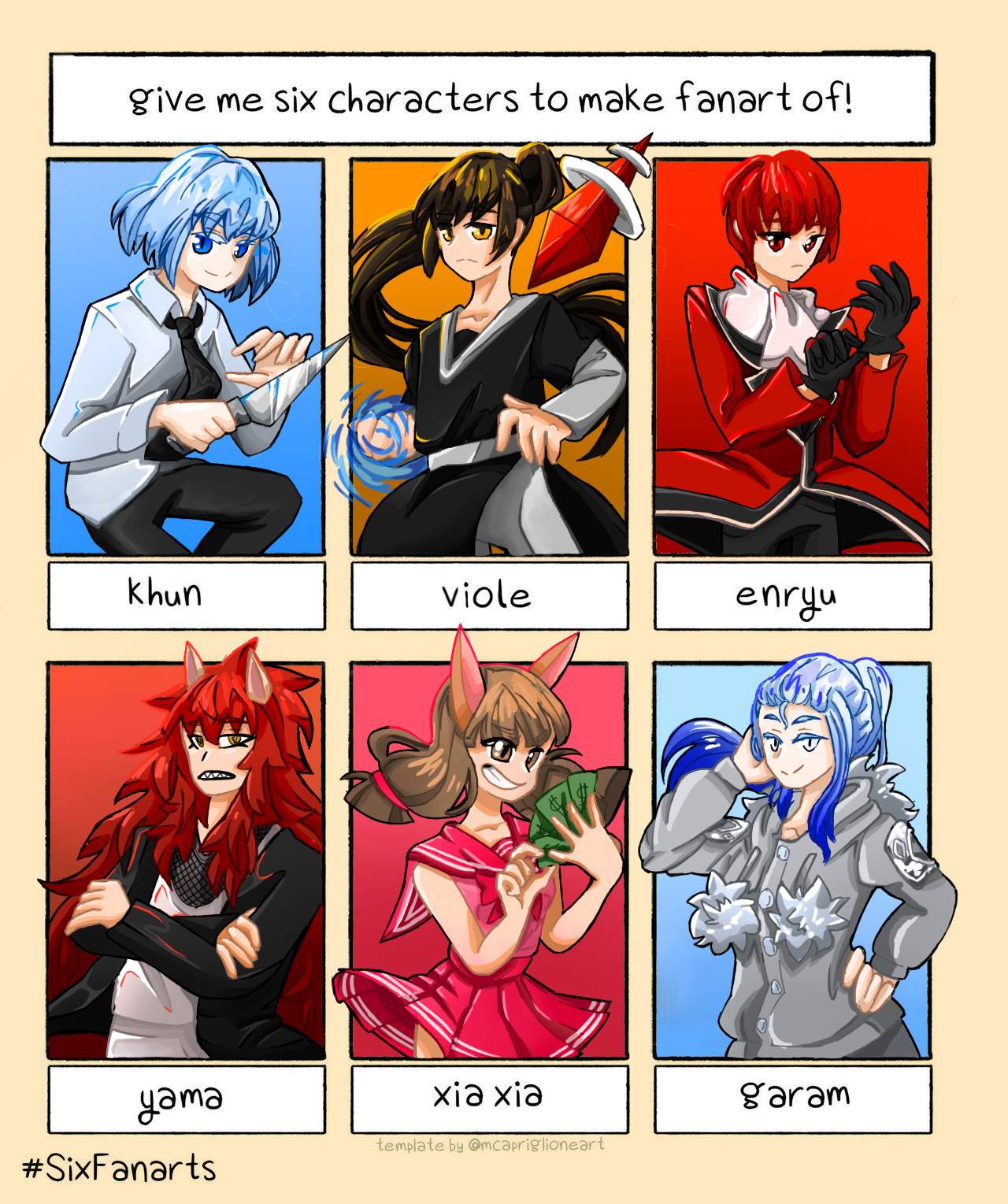 Give me six characters to draw challenge complete! Tower of God 1 Amino