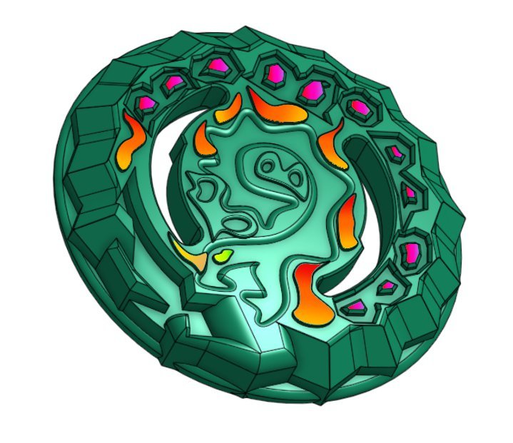Ouroboros Basilisk (Around [black]. Atomic [teal & red]) Beyblade Amino