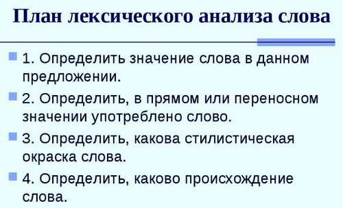 Лексический разбор слова схема