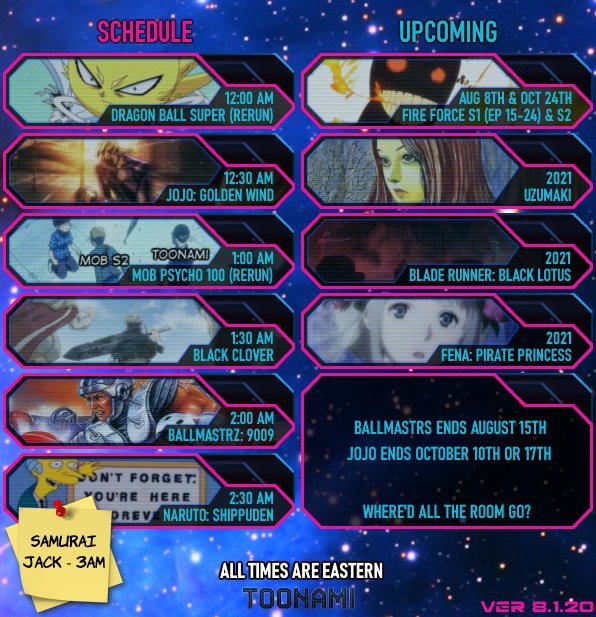 Toonami Schedule And Shows Wiki Anime Amino
