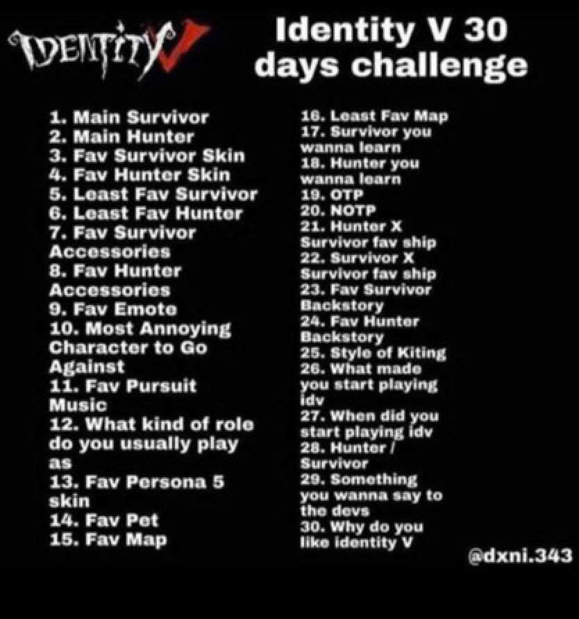 Identete Yee 30 Day Challenge Re Mind Identity V Official Amino