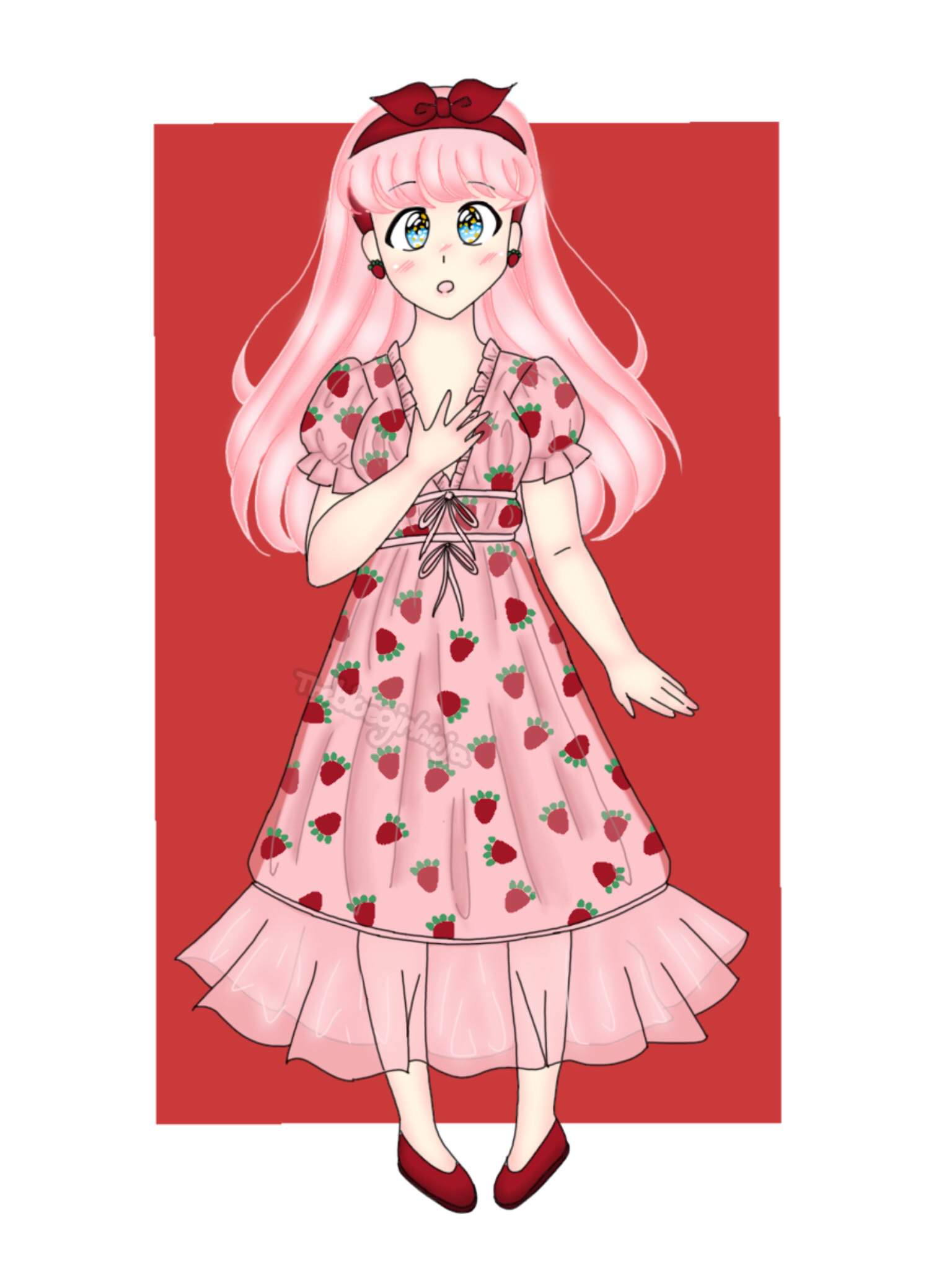 strawberry dress drawing easy