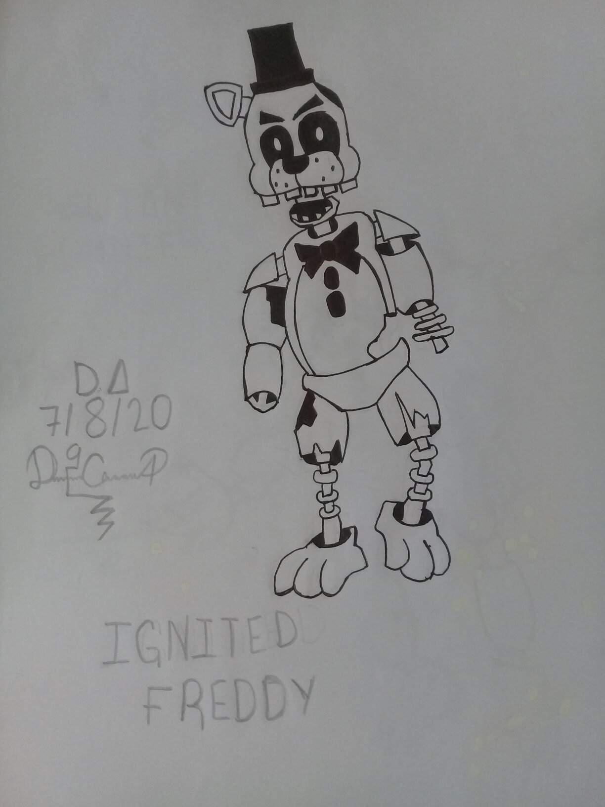 Aquí esta el dibujo de Ignited Freddy que prometí perdón si esta feo