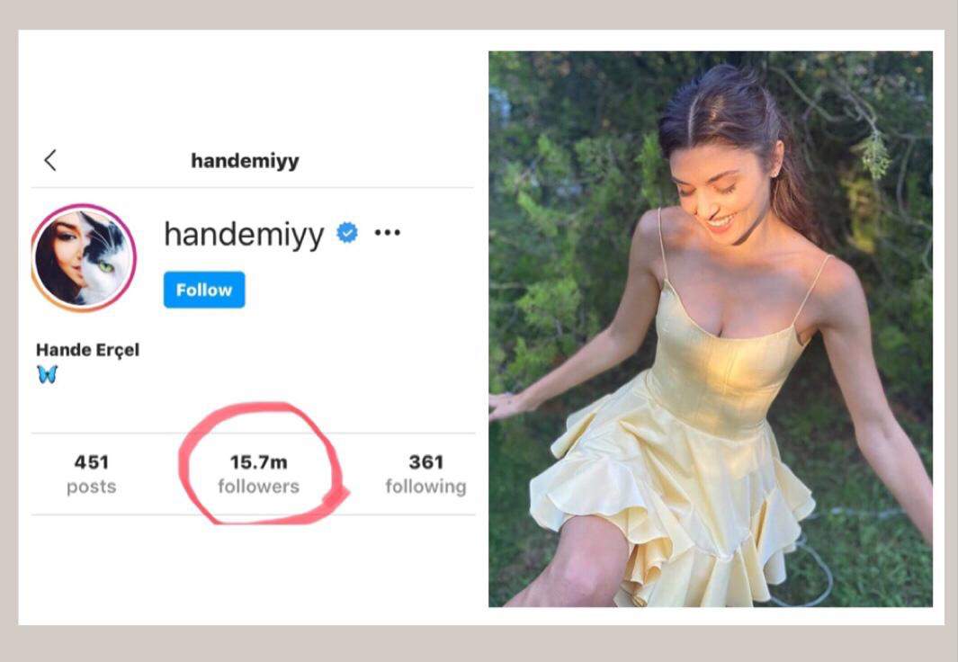 Hande has the most followed Turkish Star on instagram Turkish