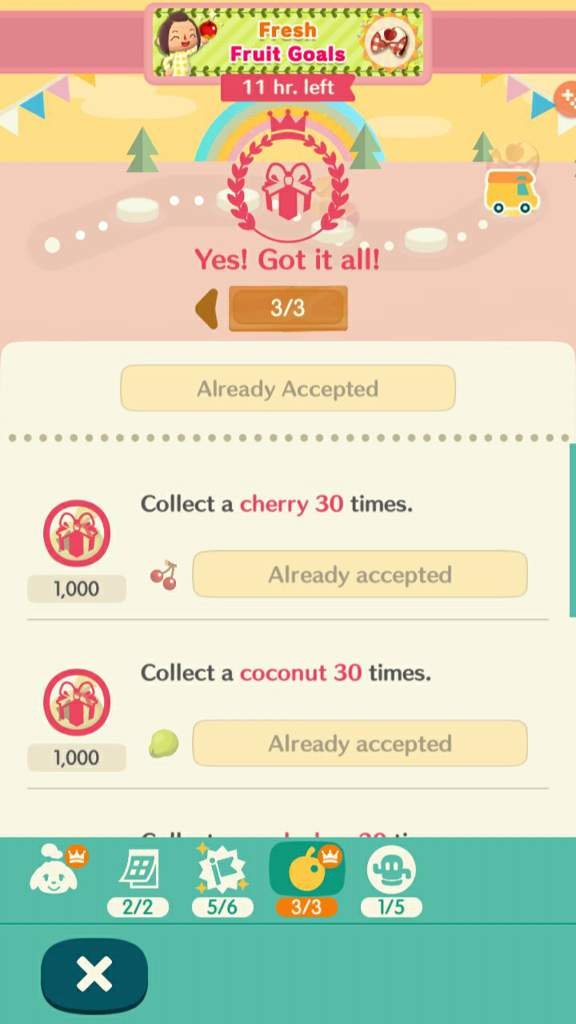 Completed Fresh Fruit Goals! Animal Crossing Pocket Camp Amino