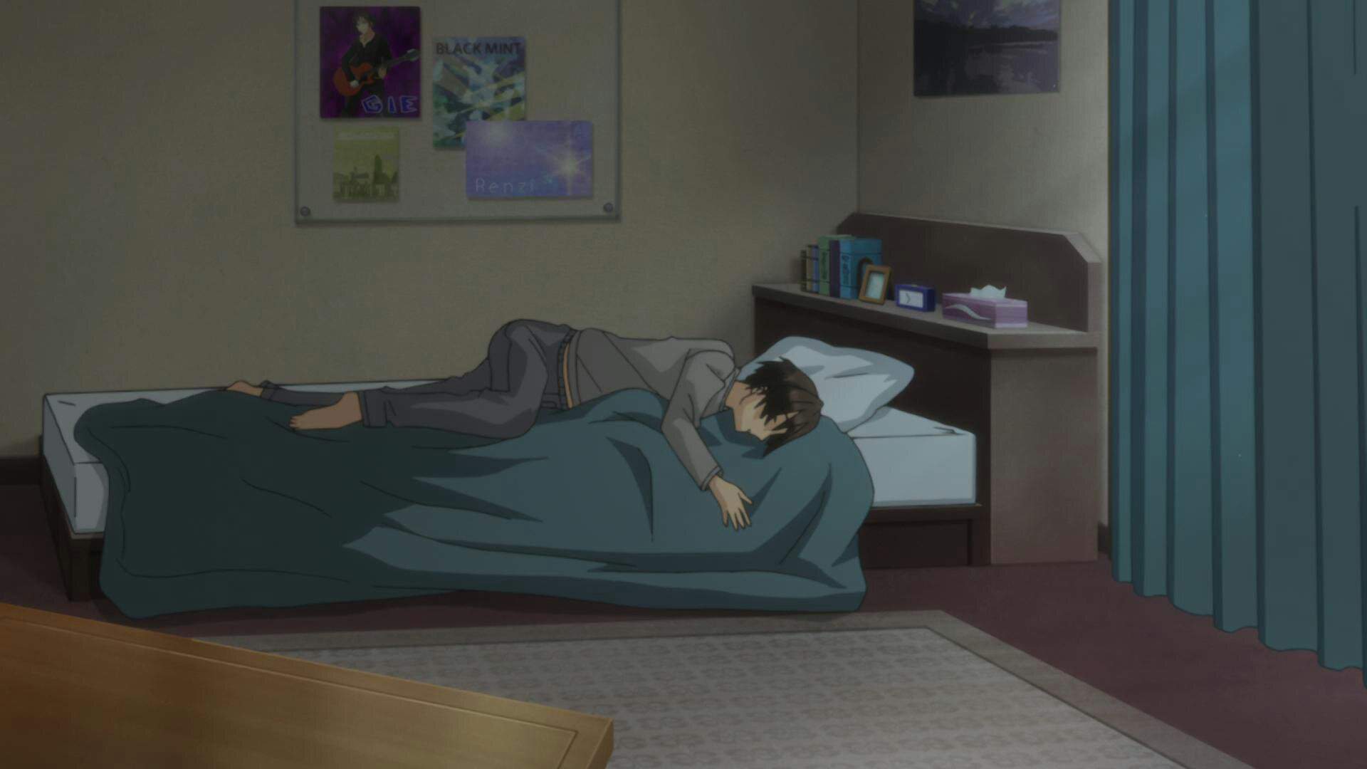 Человек в кровати аниме
