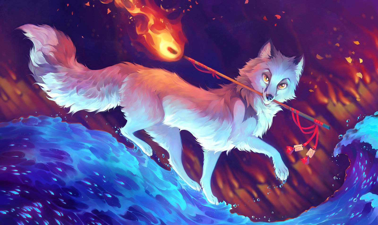 Алмазная живопись Огненный волк
