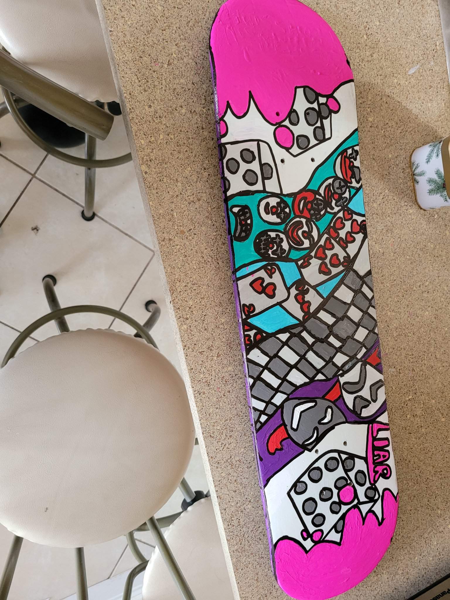 My Finally Finished Kokichi Themed Skateboard! 