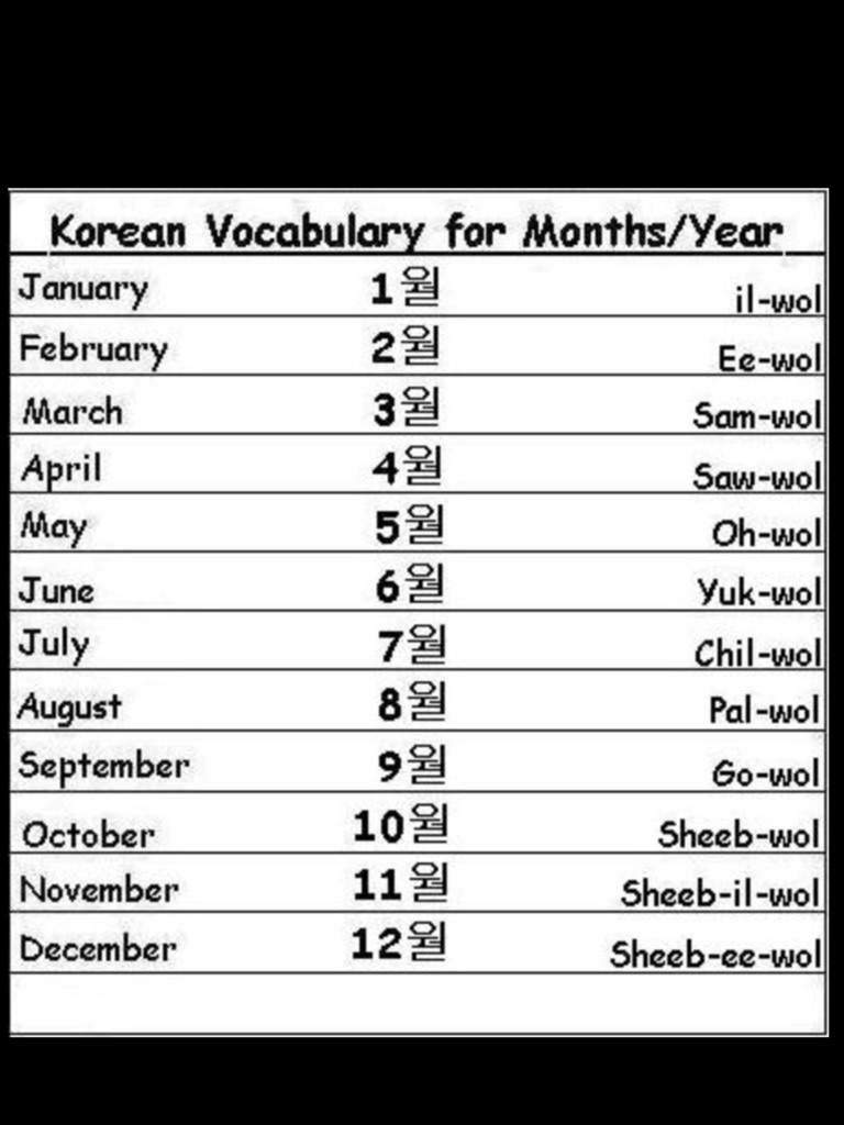 MONTHS IN KOREAN 😊 Korean School Amino