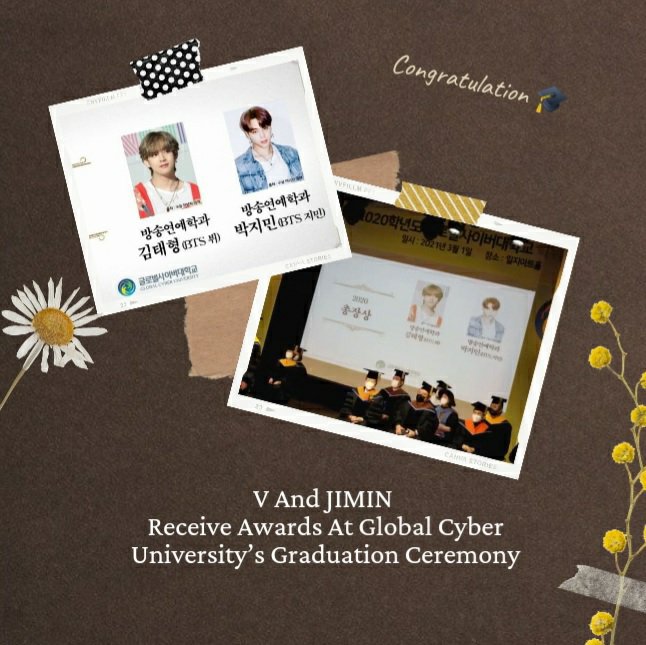Gambar 3. V dan Jimin Menerima Penghargaan di Acara Wisuda Universitas Global