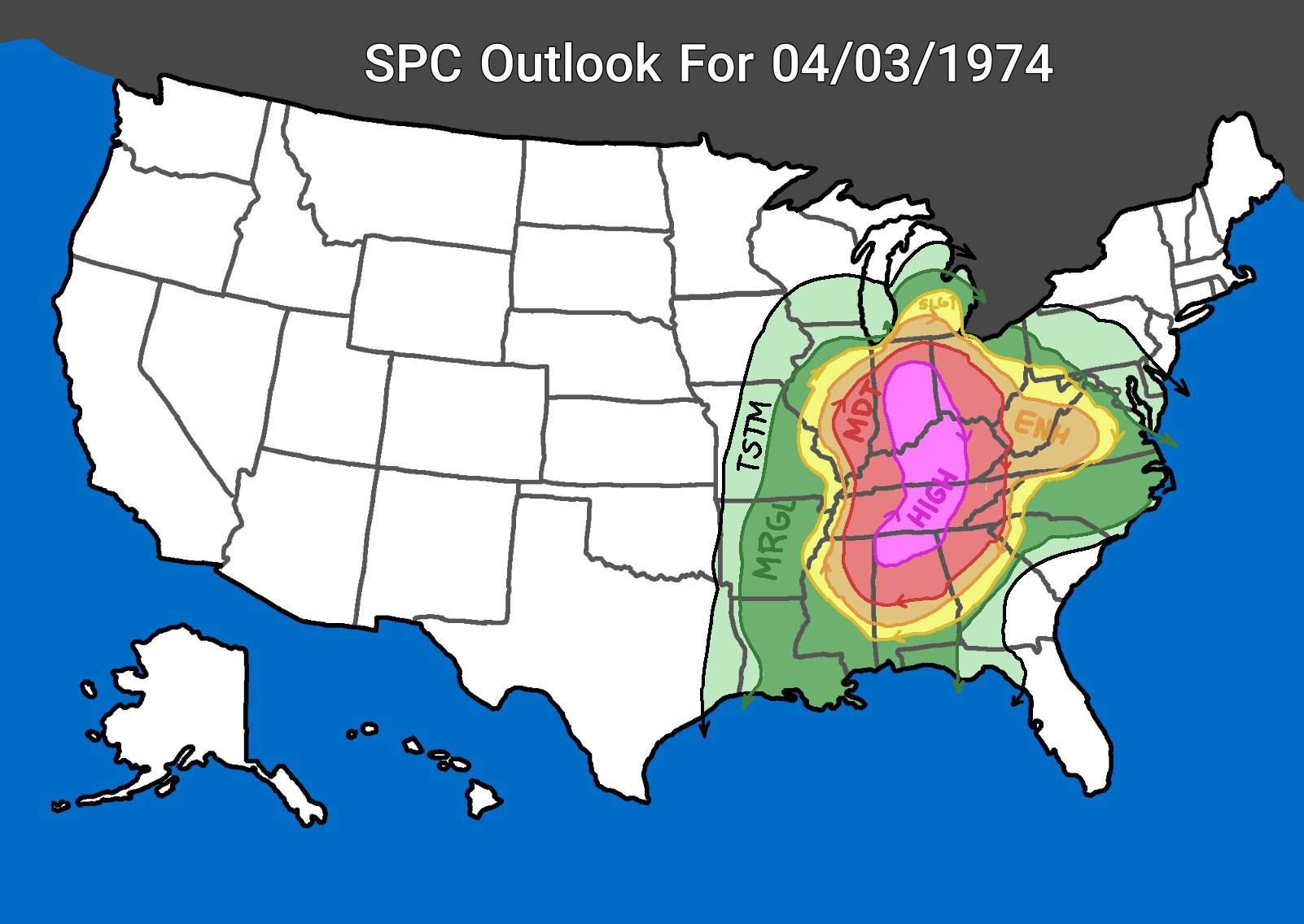 What The 1974 Super Outbreak April 3rd Outlook Would Maybe Have Had