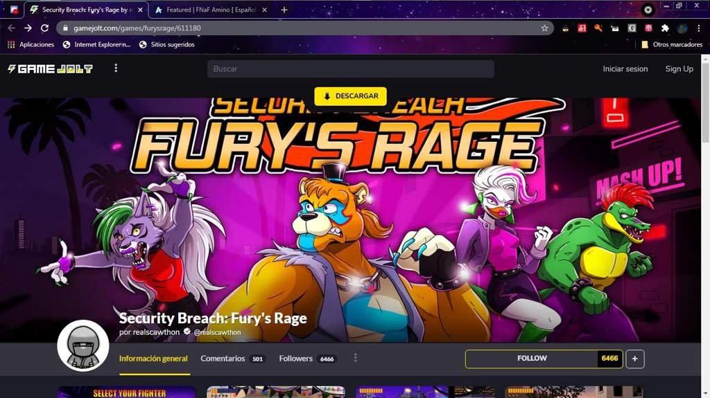 Security Breach Fury's Rage (Nuevo Juego Oficial de FNaF), disponible en Gamejolt FNAF ANIMO Amino