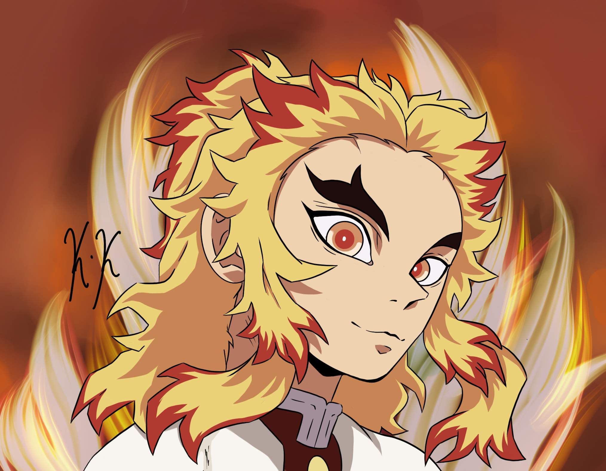 Rengoku’s Fiery Aura ( New Another Rengoku Drawing ) 