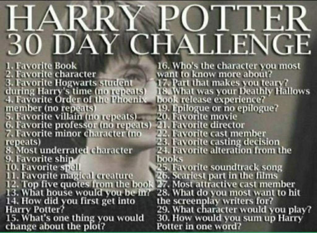 Harry Potter 30 Day Challenge Harry Potter Amino