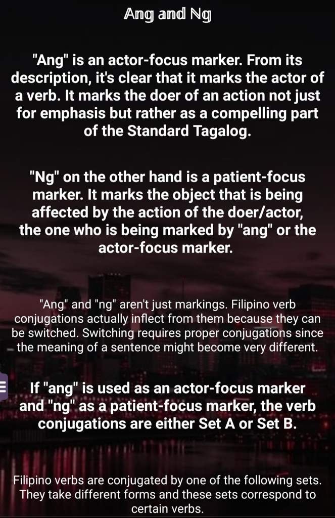 Filipino Lesson 4 (Part 2) Focus Markers and Verb Conjugations