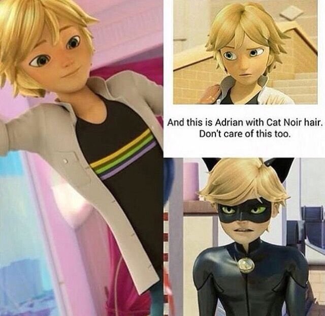 Adrien with Chat noir's hair Wiki Miraculous Amino.