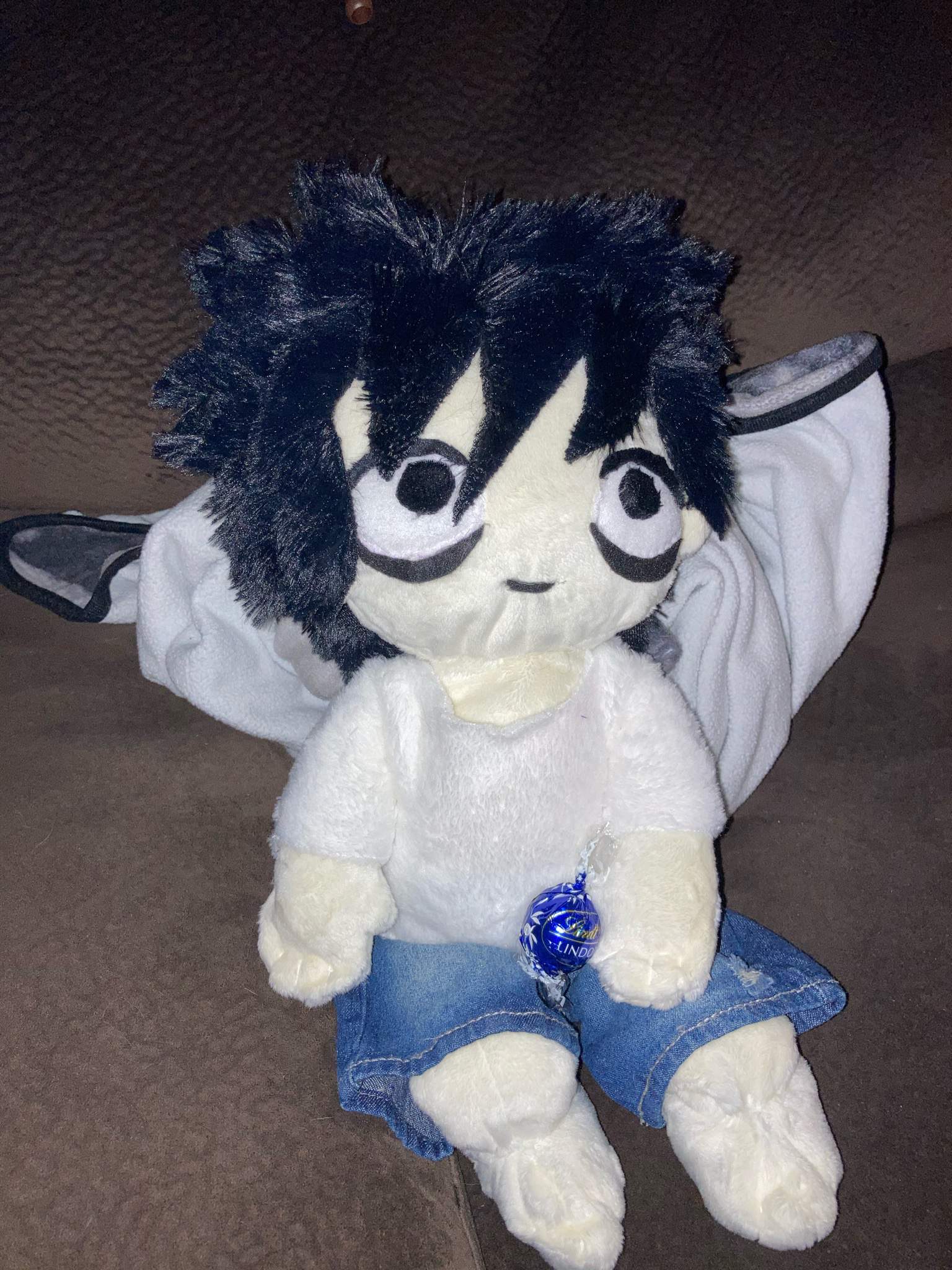 Here are some more pictures of my Homemade L plushie because I love him