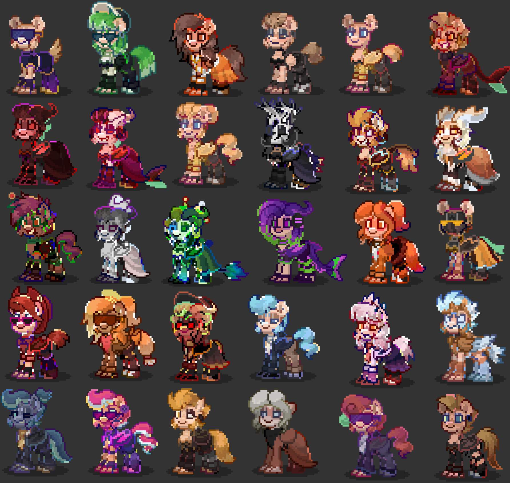 (Almost) All of my Ponytown OC skins but on one image Pony Town Amino