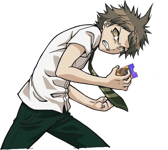 This Hajime sprite but i put random things i have saved in his hands Dangan...