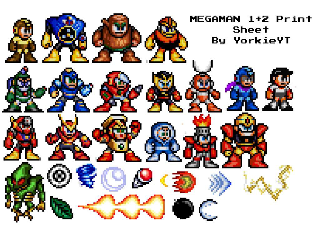 Megaman 12 Sprite Print Sheets Megaman Amino