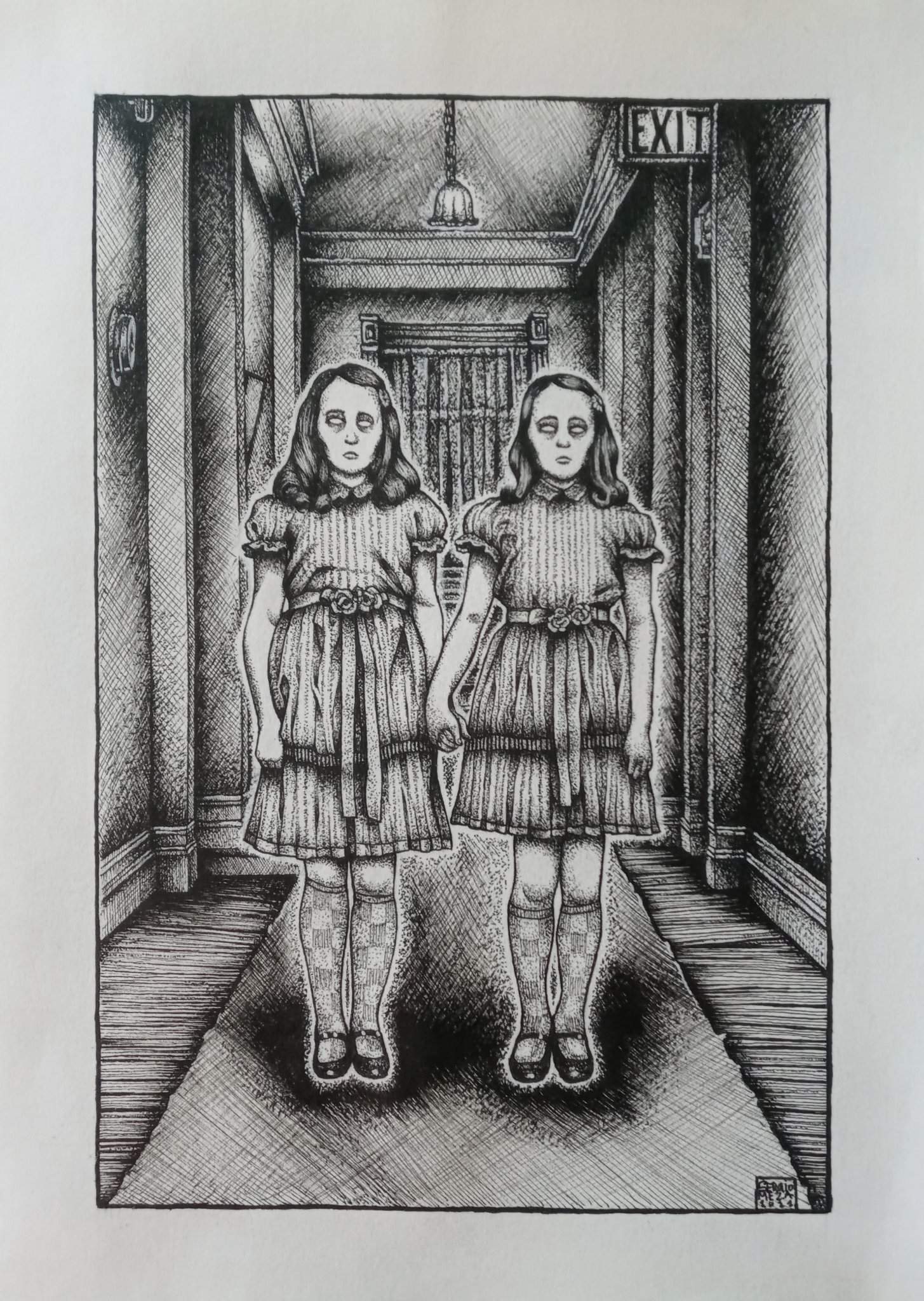 Junji Ito Inspired Art The Grady twins (The Shining) Micron Pen ink