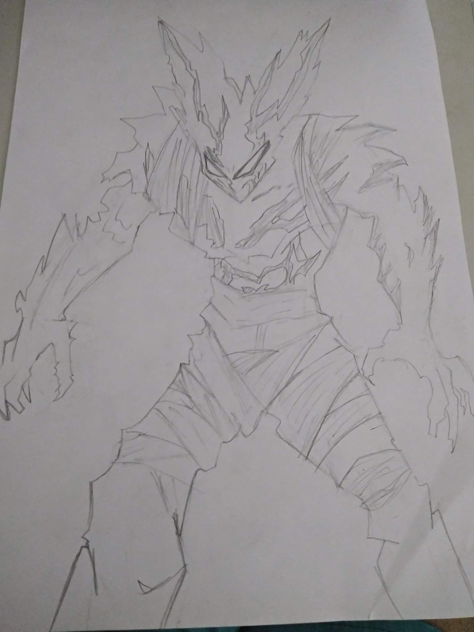 Fiz Um Desenho Do Garou Forma De Monstro De One Punch Man Rpg Amino