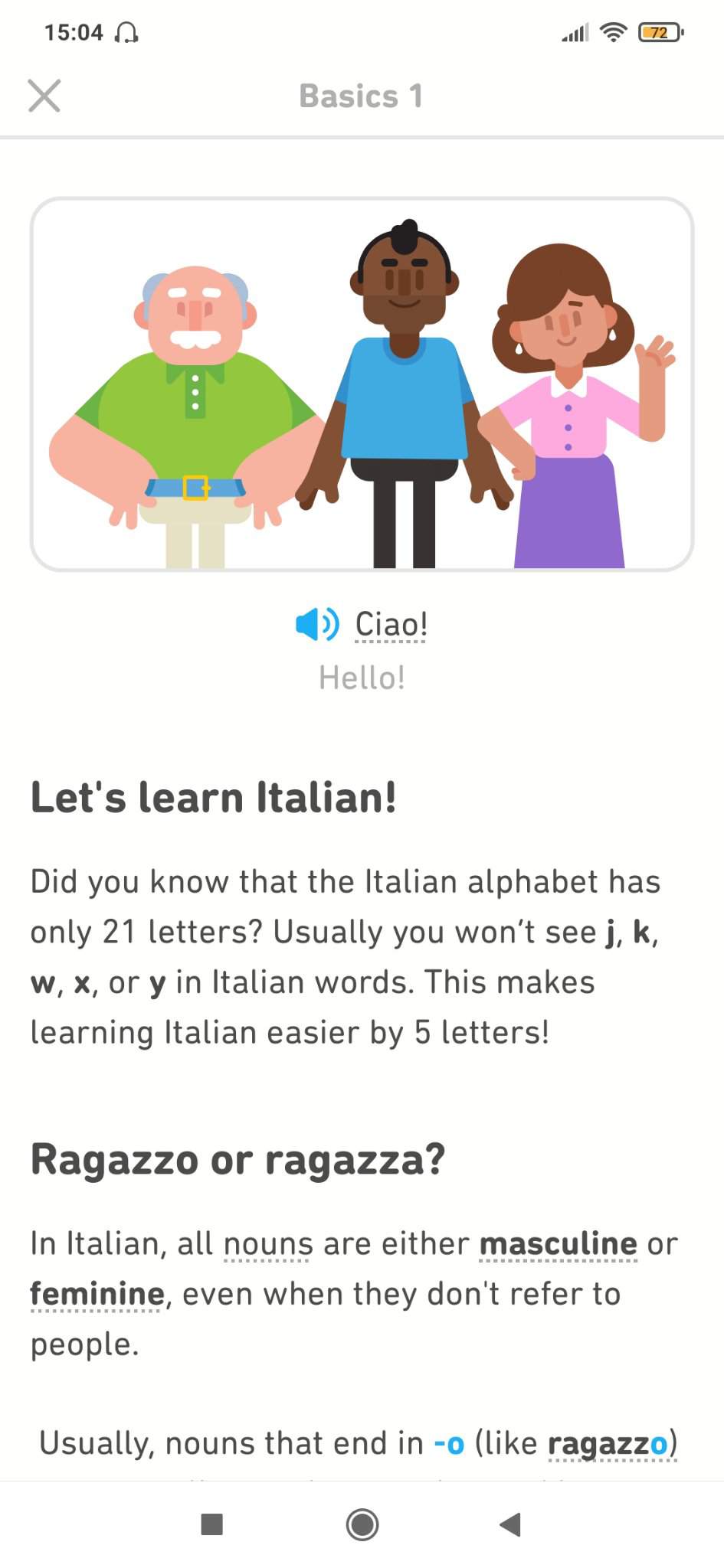 First Lesson Of Italian | Duolingo Offical Amino