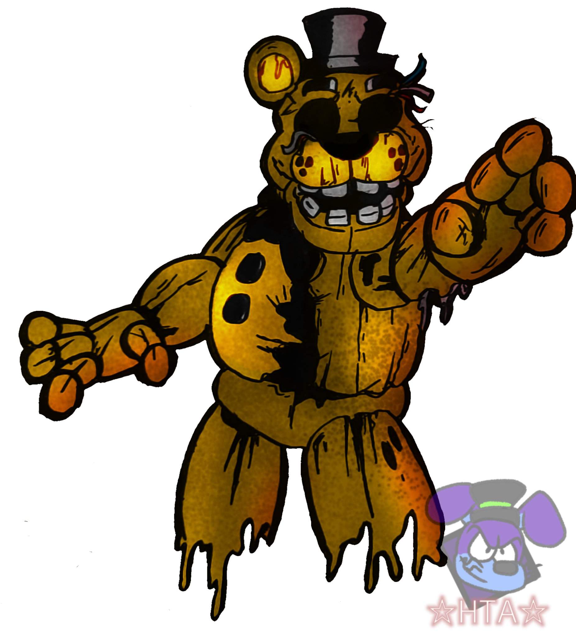 [fnaf2] Withered Golden Freddy Drawing Five Nights At Freddys Amino