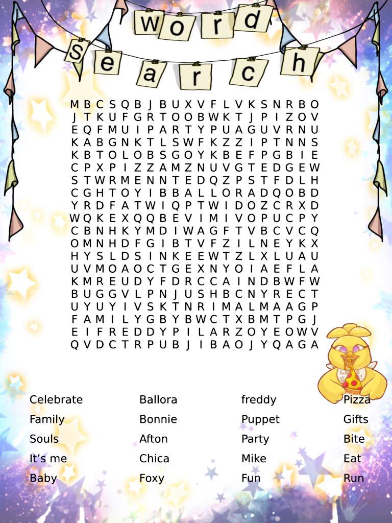 Fnaf Word Search Five Nights At Freddy S Amino