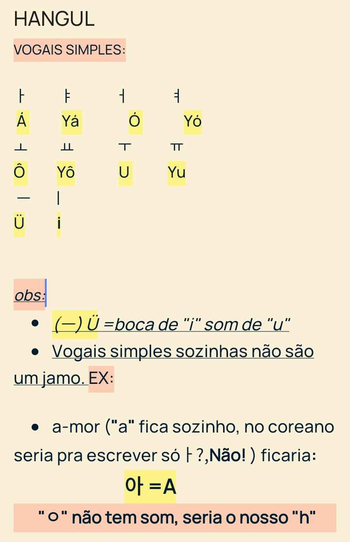 Hangul Vogais Simples Vamos Aprender Coreano Amino