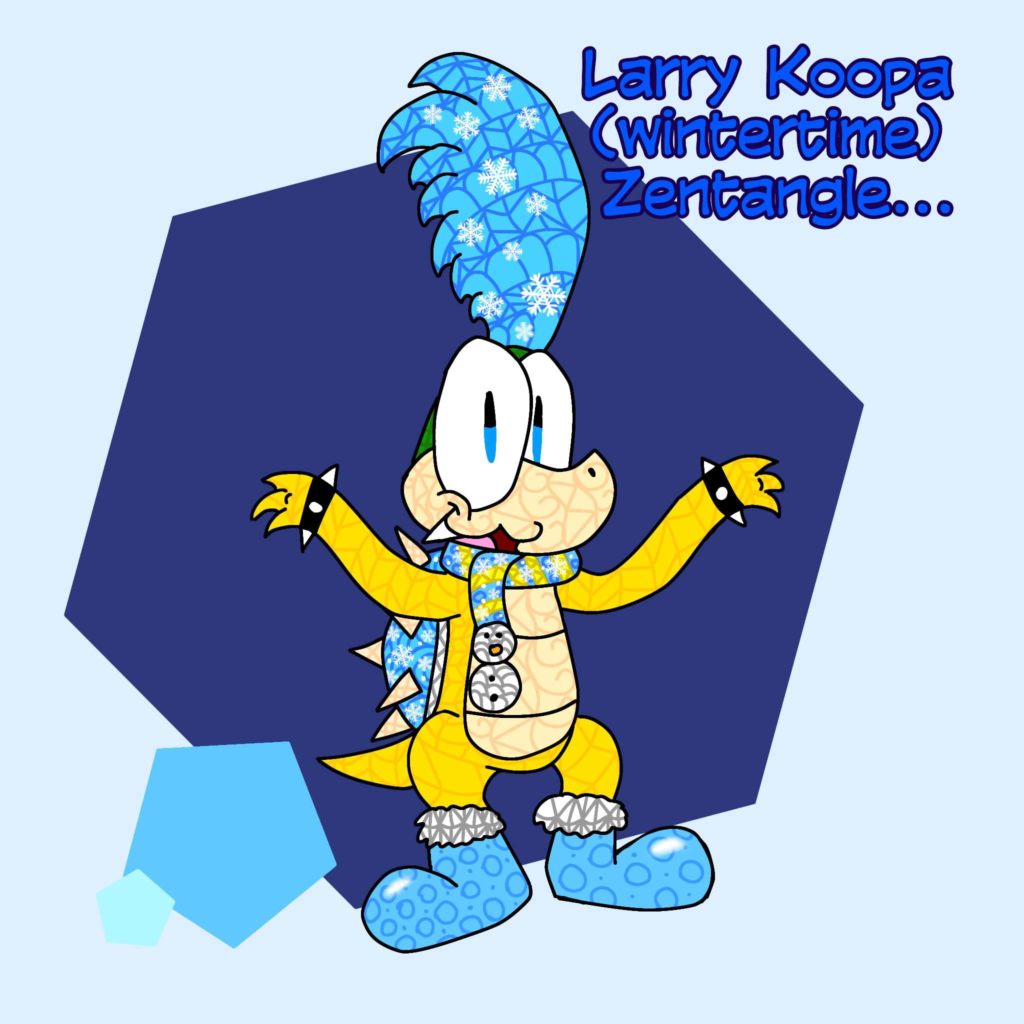 Zentangle Larry Koopa (wintertime) | Mario Amino