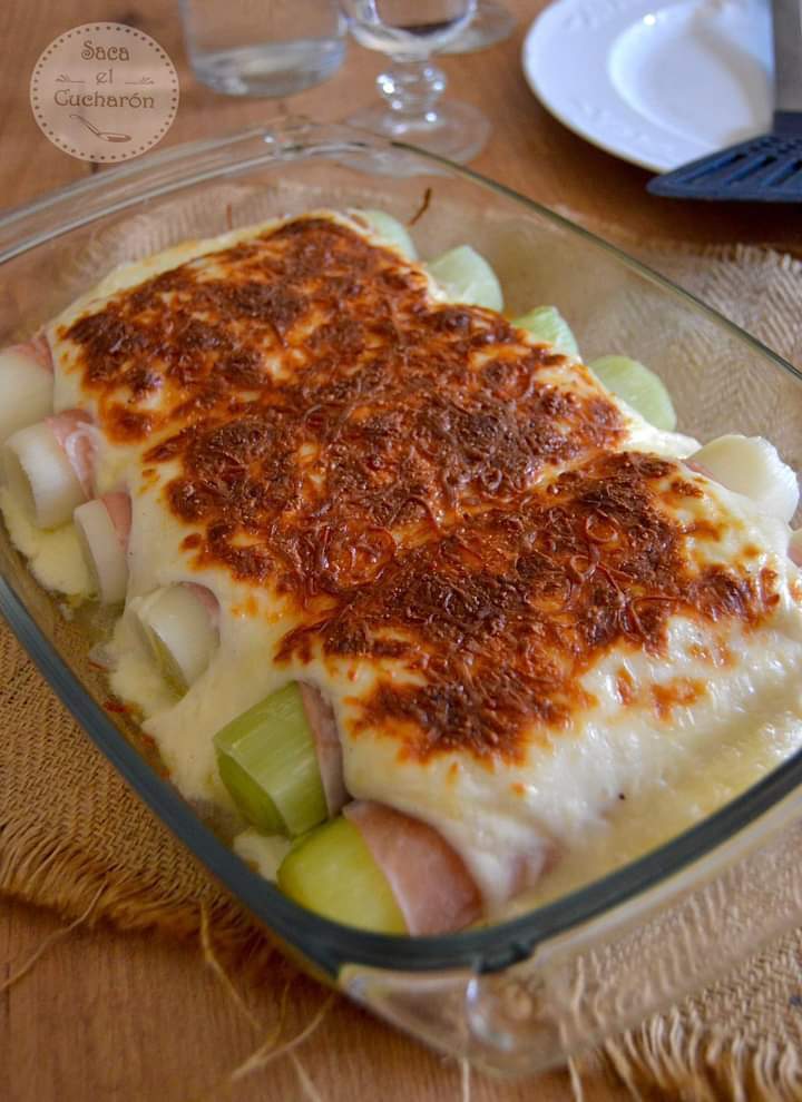 de puerros gratinados con jamón y queso Wiki Cocina Amino Amino