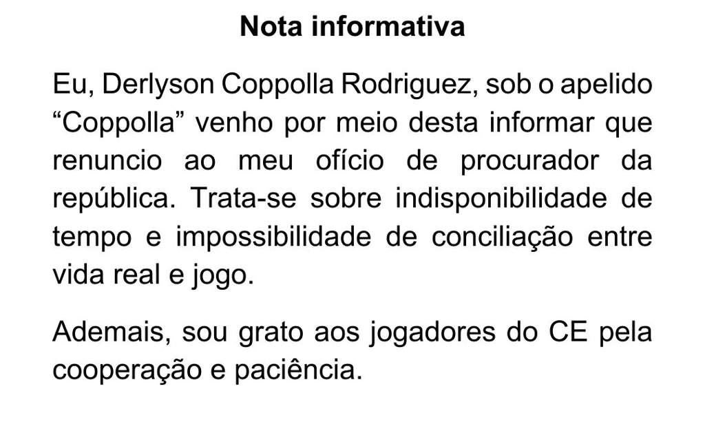 Nota de renúncia Corrida Eleitoral On line Amino