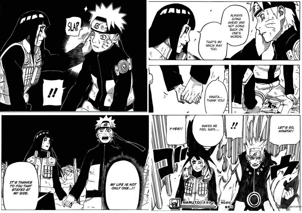 During Naruto's fight against Neji in the finals, Hinata is seen rooti...