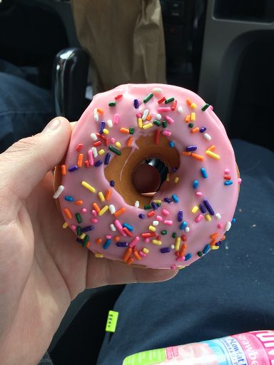 Pink frosted sprinkled donut! | Virtual Space Amino