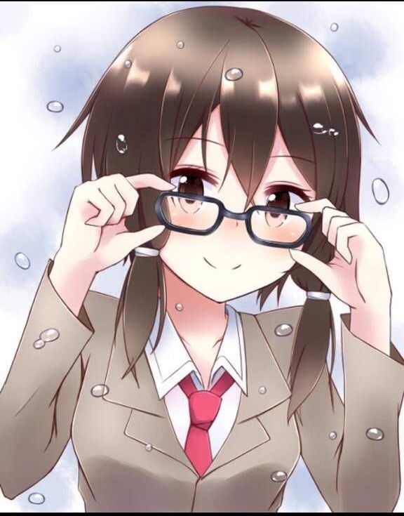 Anime girl with short brown hair and glasses