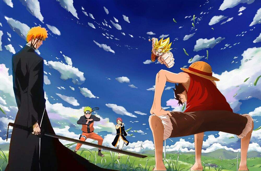 Ichigo Vs Goku Vs Naruto Vs Luffy Vs Natsu. 