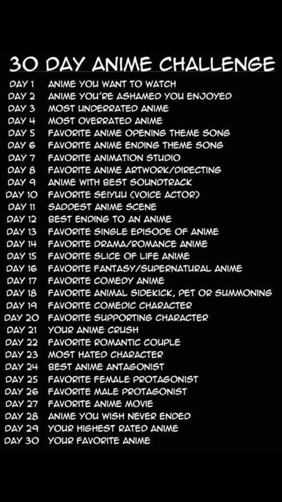 Anime 30 Day Challenge Tumblr