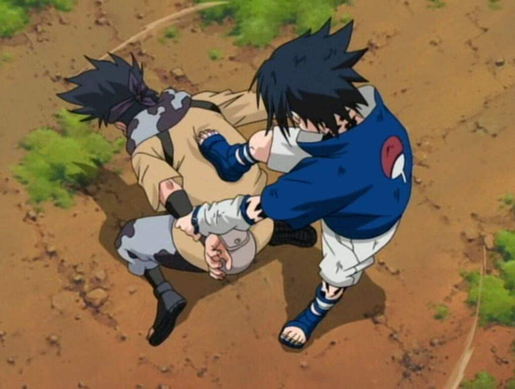 Sasuke, now at the mercy of the curse seal, continues to fight against the ...