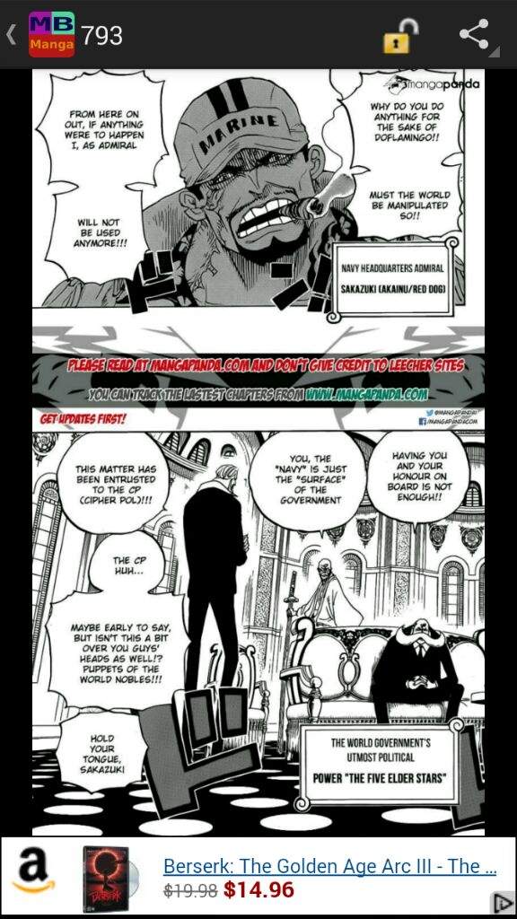 One Piece Manga Chapter 793 Akainu S Scars Anime Amino