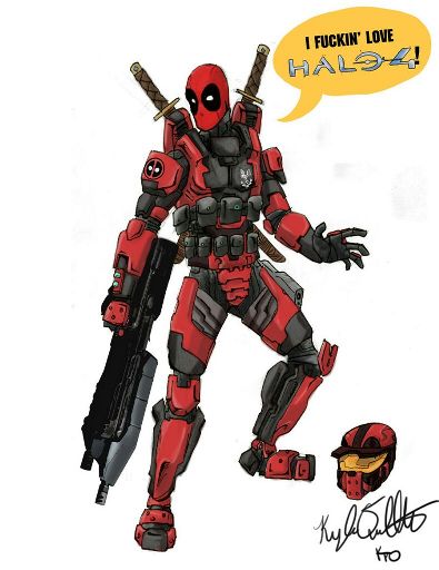 Deadpool in Halo armor | Comics Amino