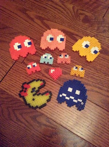 Perler bead PAC man characters | Crafty Amino