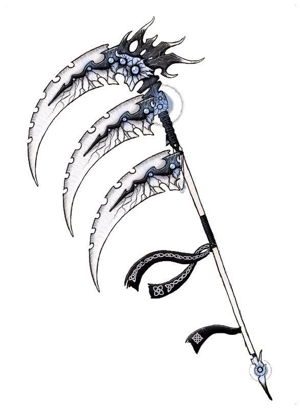 Anakträr- summons a gigantic bluey-black-ish scythe of old and can emit and...