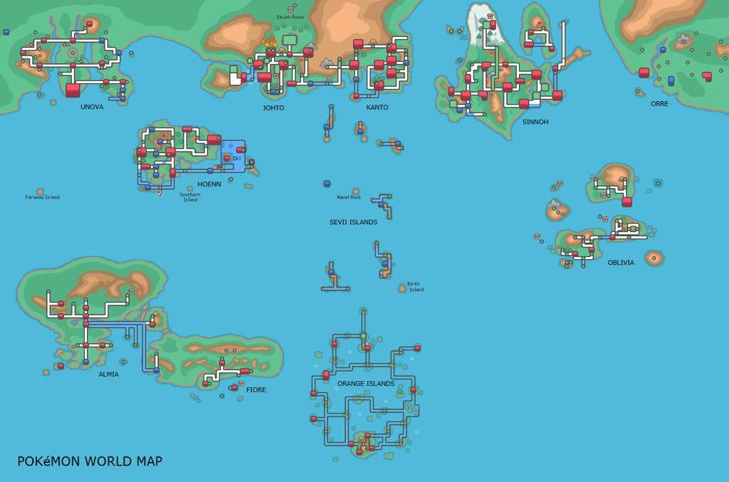 All Pokemon Regions World Map Official