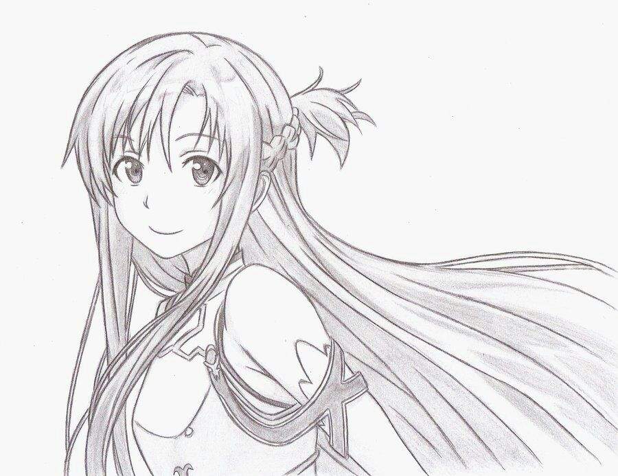 asuna black and white